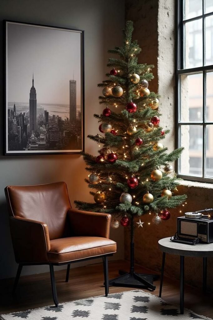 Urban Loft Industrial Christmas Corner – Modern Minimalism Meets Cozy Festivities