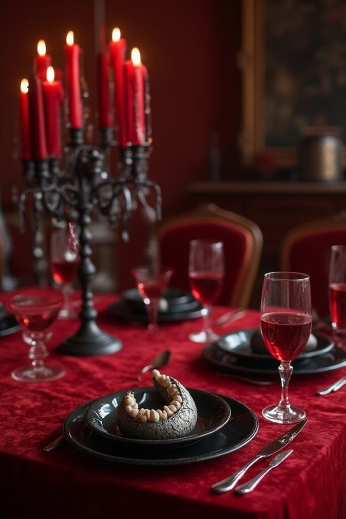 Vampire’s Dining Room with Red Velvet Accents