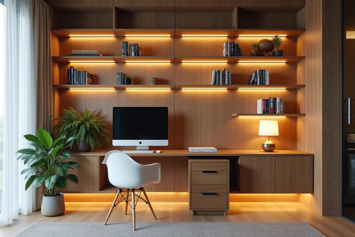 Vertical Shelving with Built-in Lighting