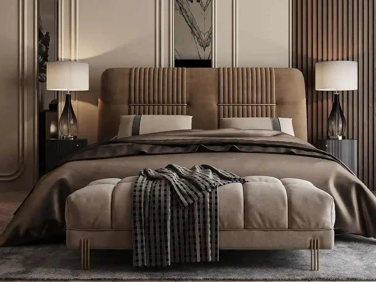 Warm Modern Opulence - A Harmonious Fusion of Rich Textures and Soft Tones