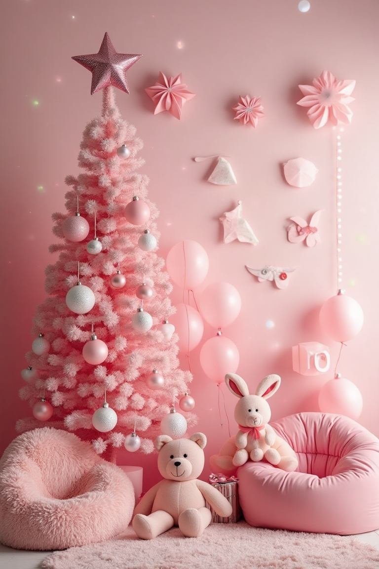 Whimsical Pink Christmas - Balloons and Paper Accents