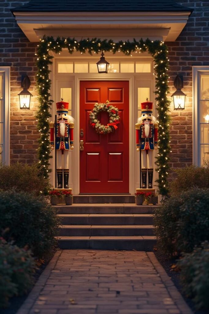 Wooden Nutcracker Soldiers Guarding the Doorway