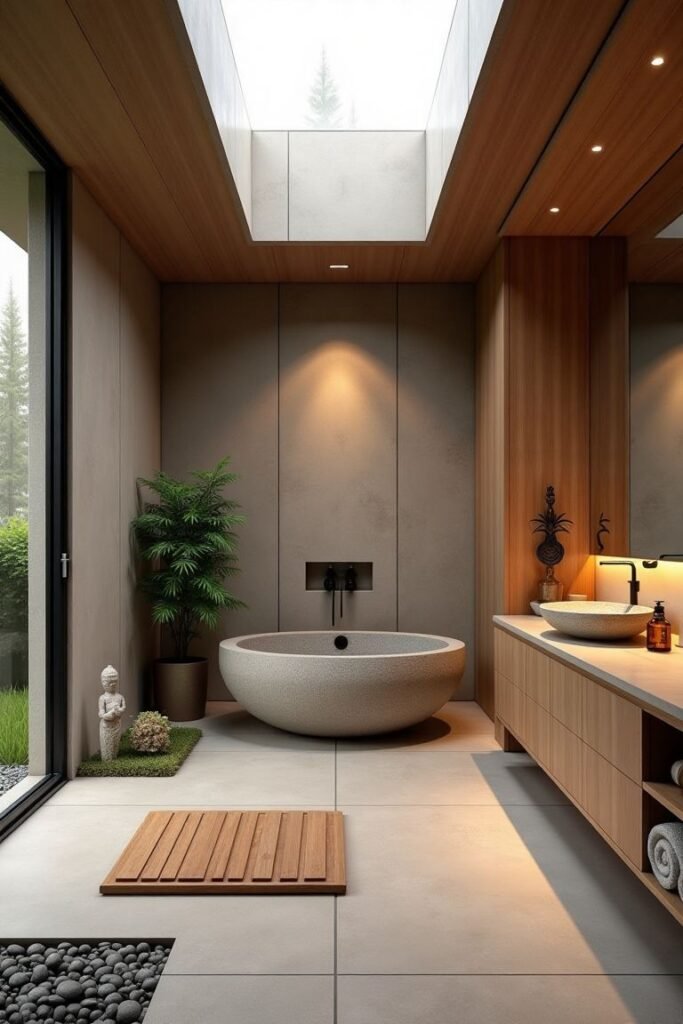 Zen Garden-Inspired Bathroom with Natural Serenity