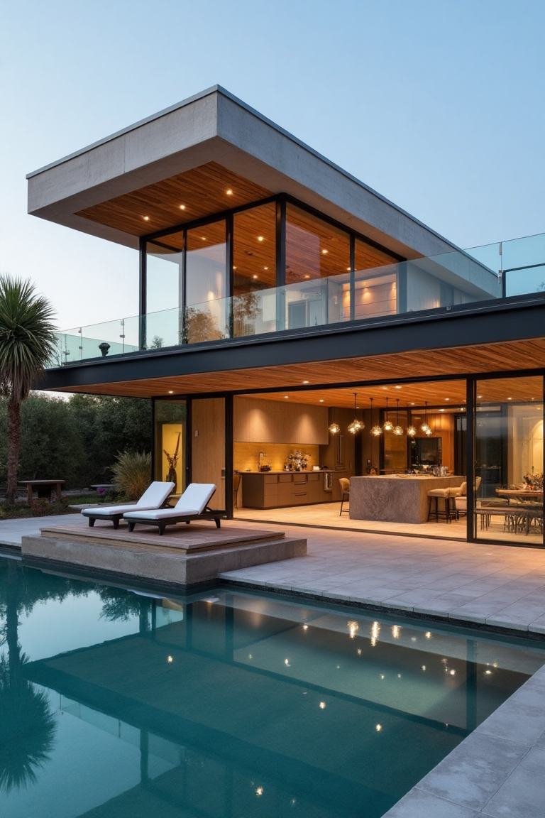 Coastal Concrete and Cedar Oasis - California Modern Pool House Embodies Indoor-Outdoor Living