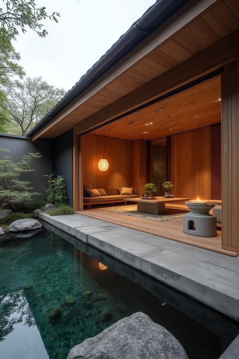 Minimalist Cedar Haven - Japanese-Inspired Pool House Embraces Tranquil Design