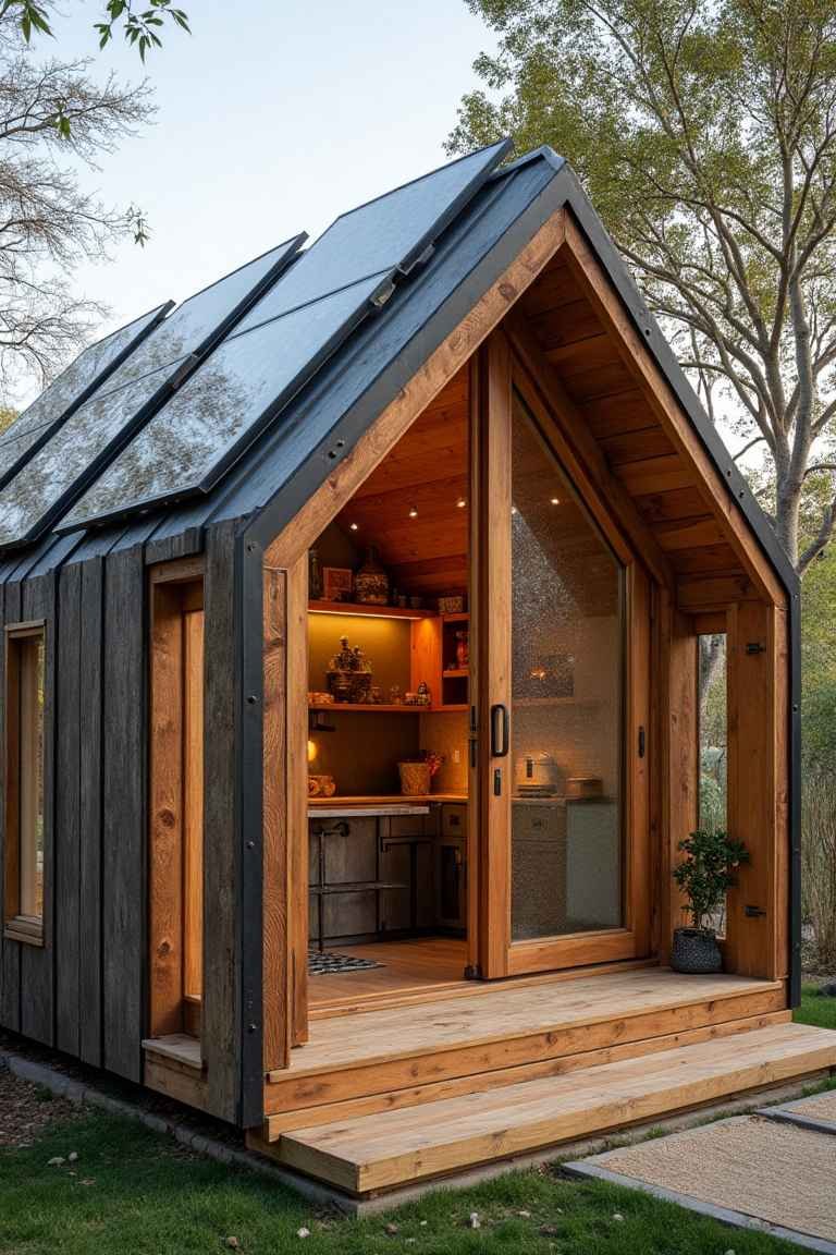 Artisan’s Haven: Solar-Powered Tiny Home with Rustic Elegance