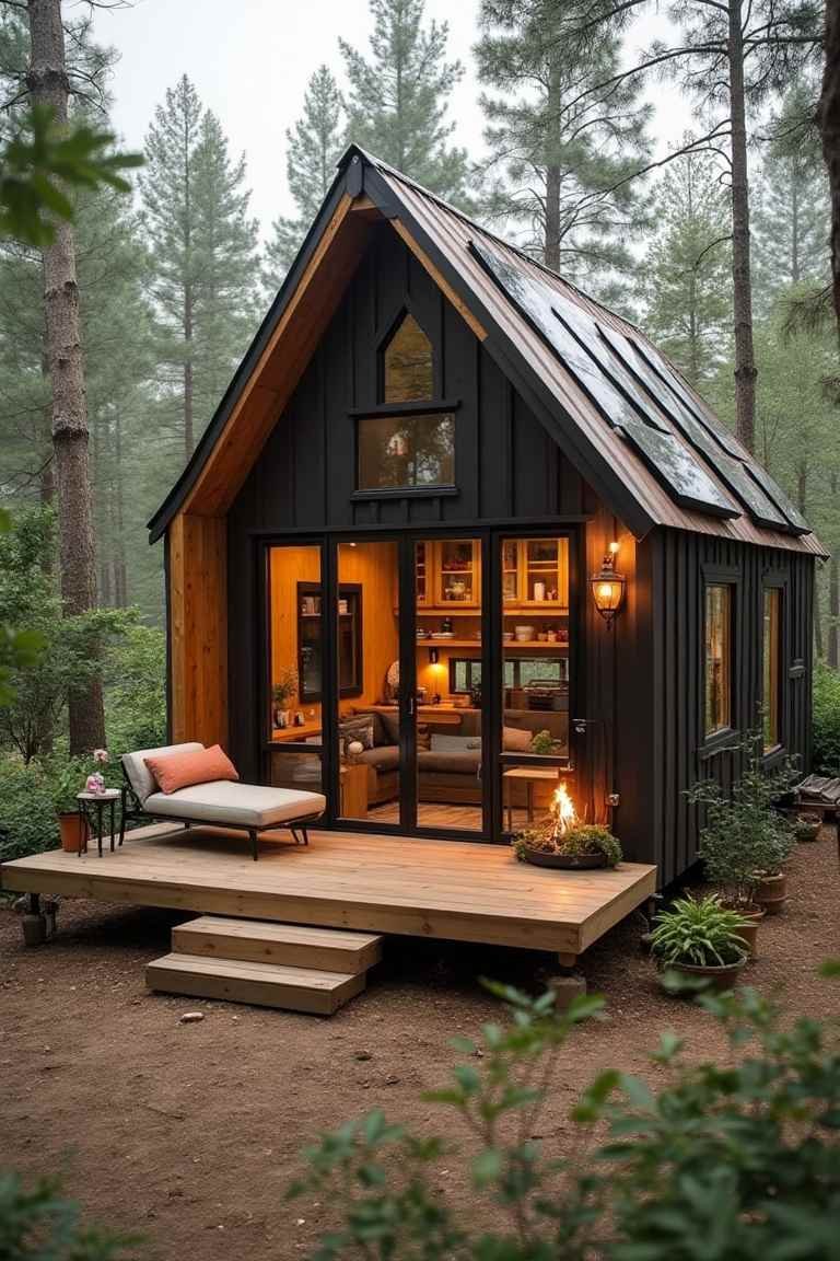 Woodland Retreat: Rustic Solar-Powered Cabin