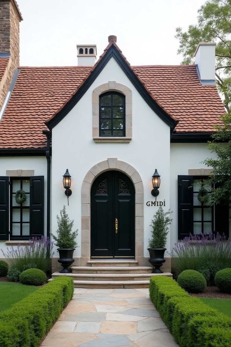 Château Elegance – White Stucco and Timeless Black Trim