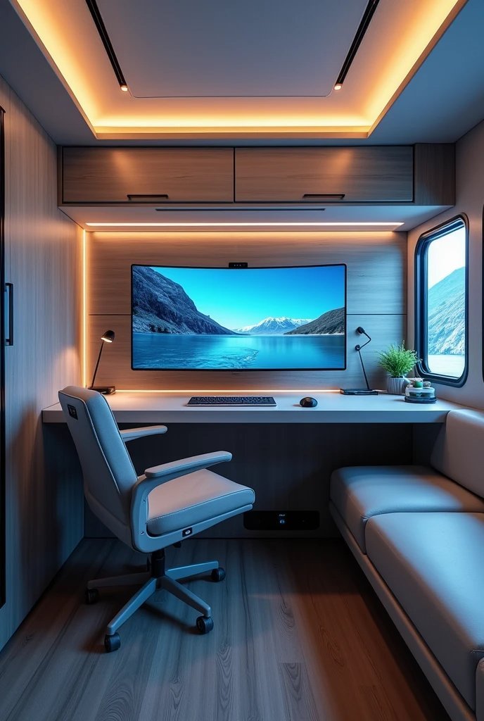 Futuristic Focus-High-Tech RV Office with Smart Features