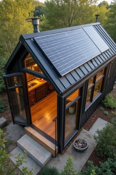 Urban Retreat: Industrial-Chic Solar Tiny Home