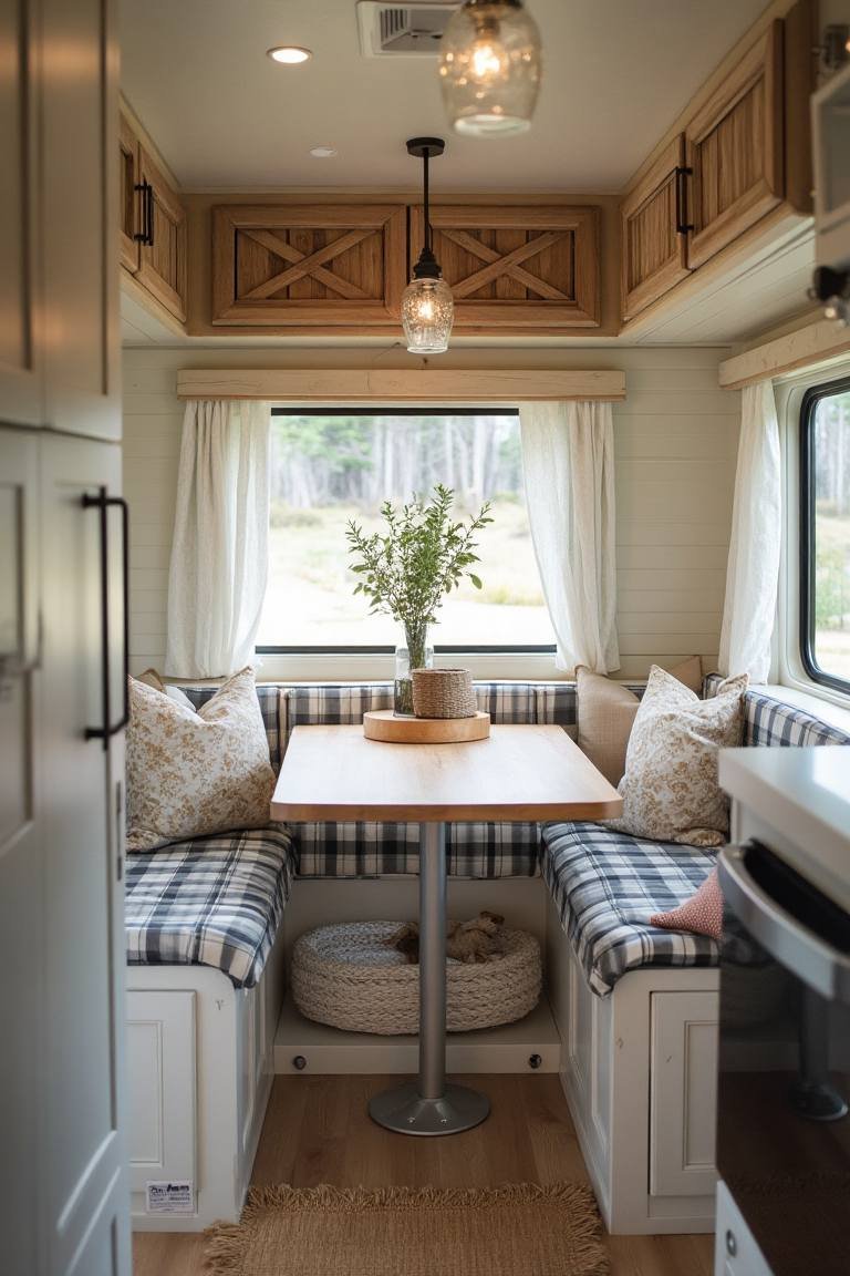 Farmhouse Charm Dining Nook – Cozy Comfort with a Pet-Friendly Twist