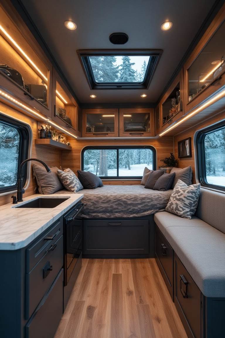 Mountain Modern Retreat – Minimalist Camper with a Cozy Edge