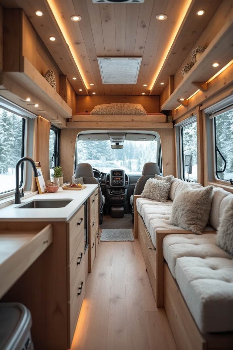 Nordic Winter Comfort – A Cozy Modern Camper for Cold Adventures