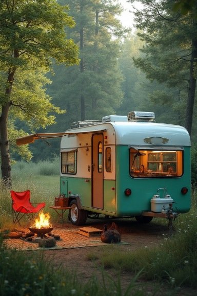 Mint and Ivory Wanderlust Trailer - Retro Style Meets Outdoor Bliss