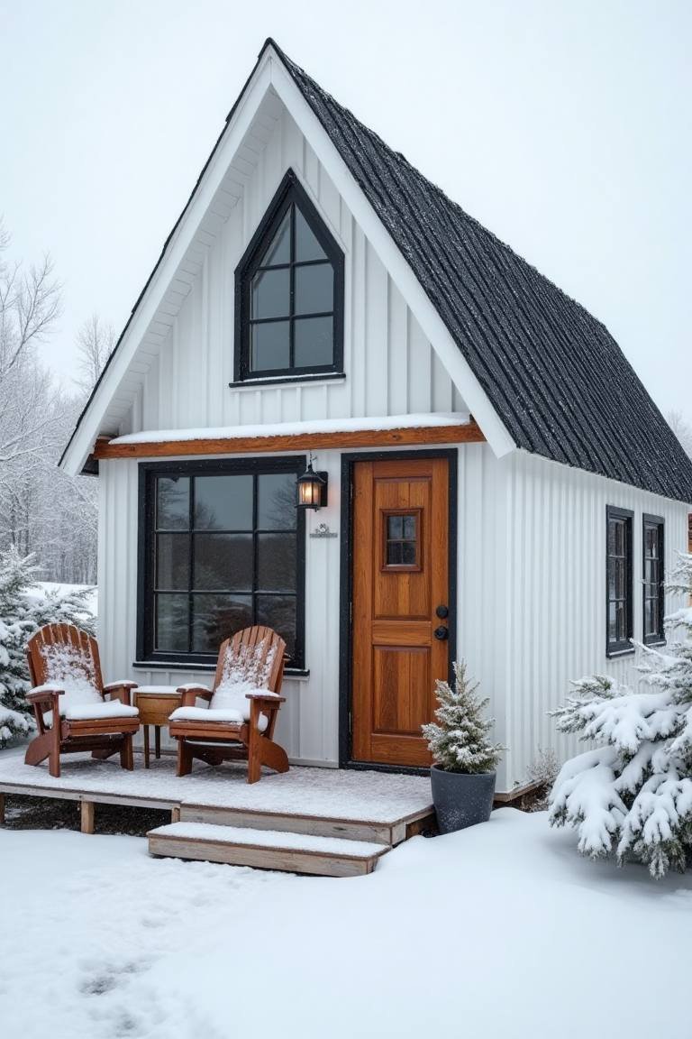 Cozy Nordic Snow Retreat – A Tiny Cabin Wrapped in Winter Charm