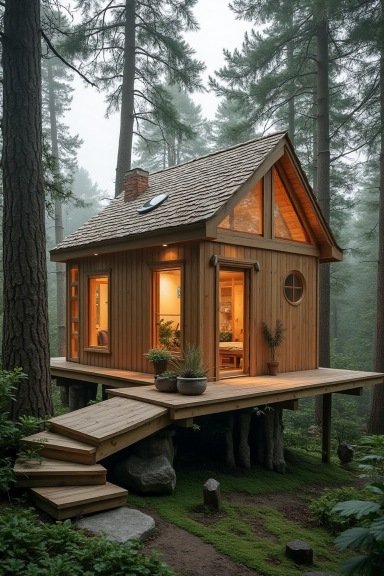 Whimsical Nordic Treehouse – A Tiny Home Above the Forest Floor