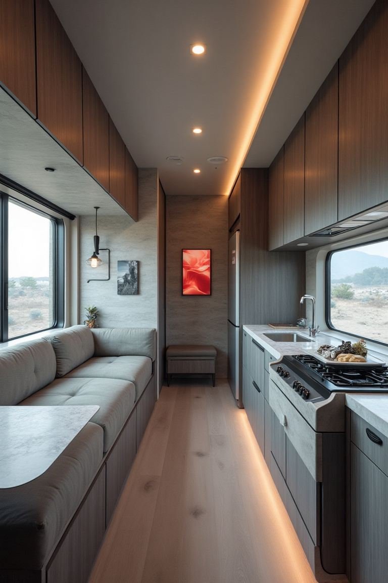 Modern Mobility – Tech Minimalist RV Interior
