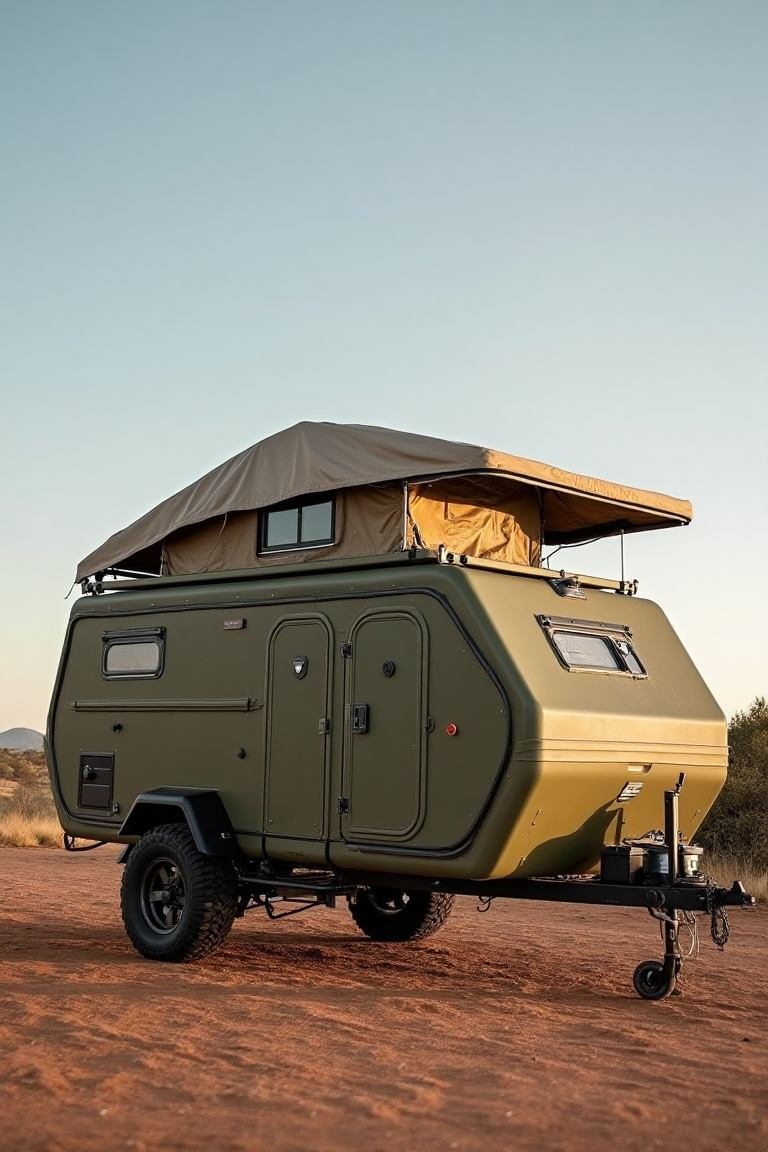 Olive Trekker Camper - Rugged Resilience for the Outback Explorer