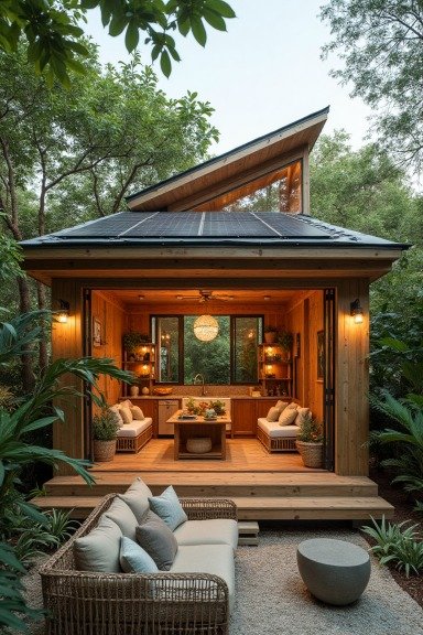 Jungle Haven: Tropical Tiny Home Powered by Solar