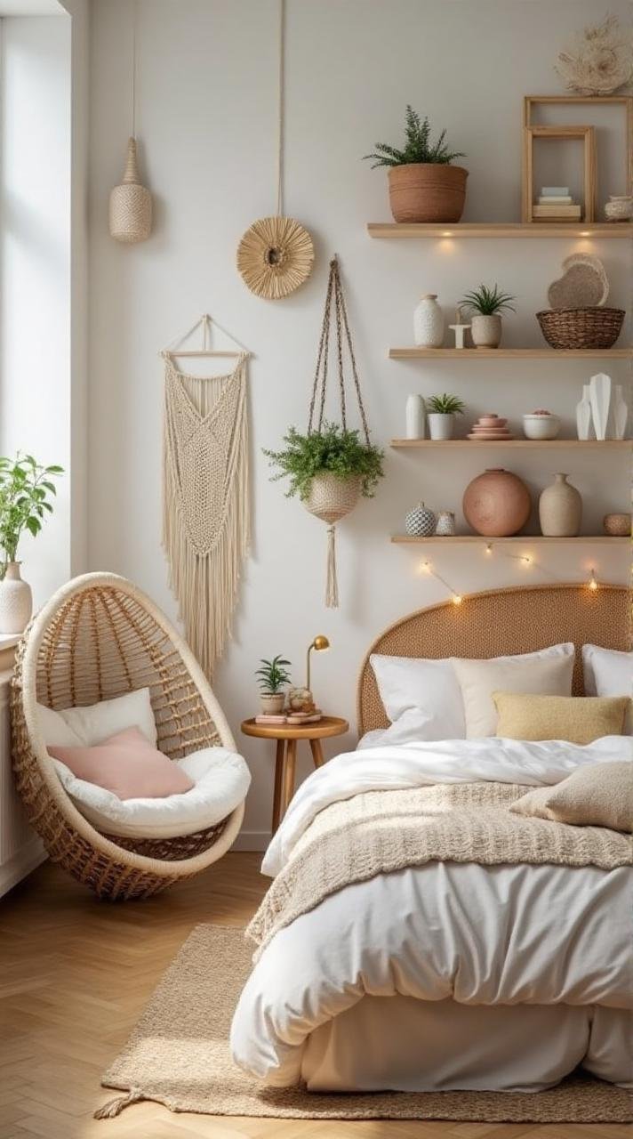 Boho-Scandi Bedroom – A Cozy Retreat of Texture and Simplicity