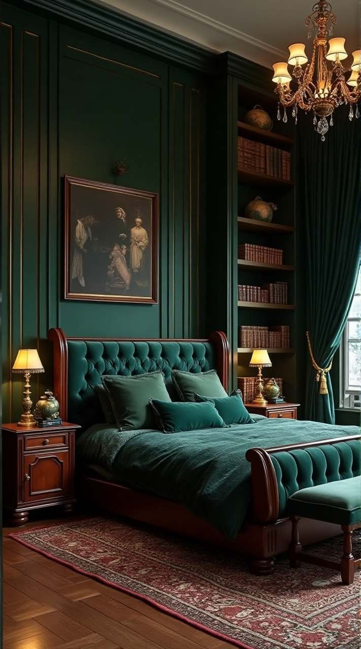 Scholarly Elegance: Dark Academia Study Bedroom Retreat