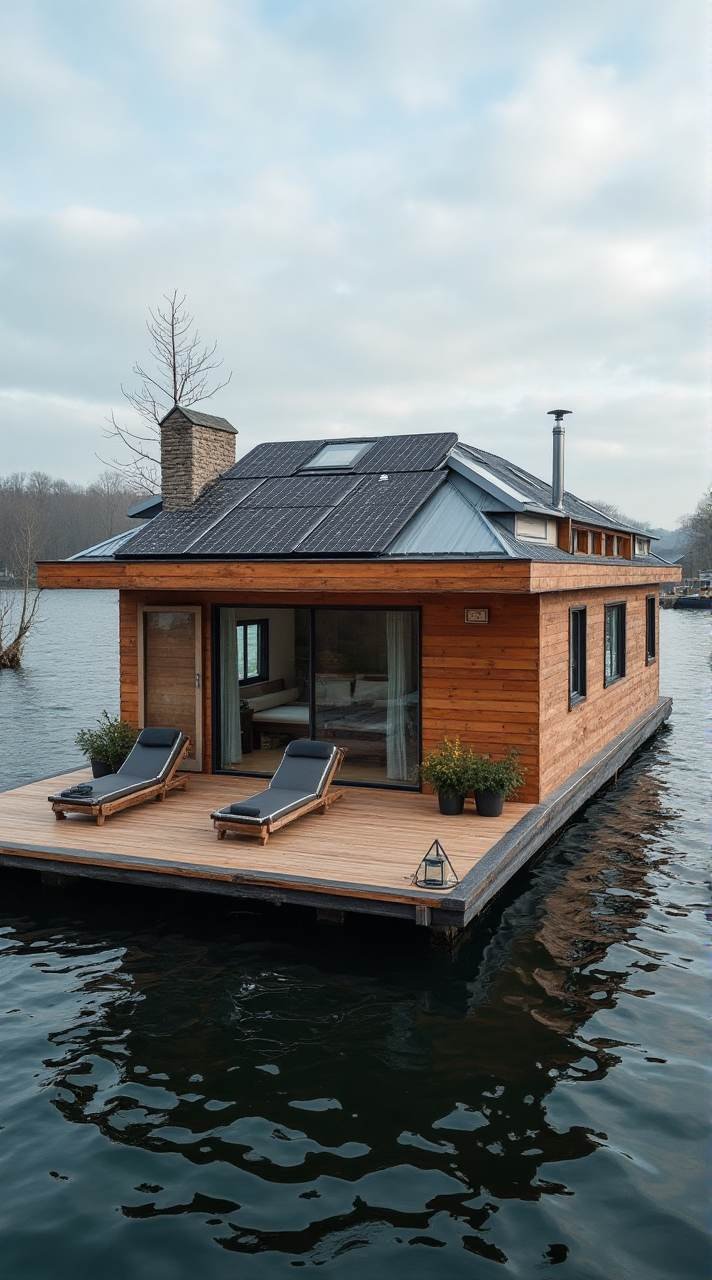Tranquil Waterscape: Floating Tiny Home with Panoramic Views