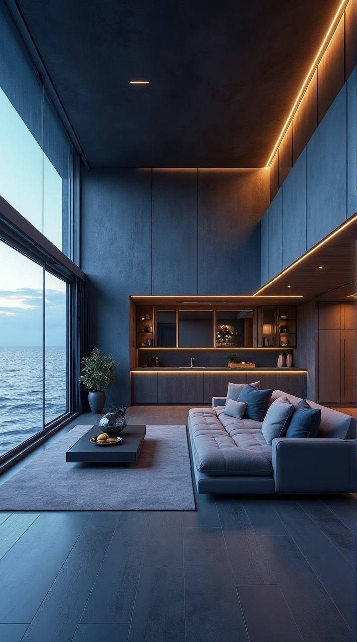 High-Tech Sustainable Smart Houseboat Interior