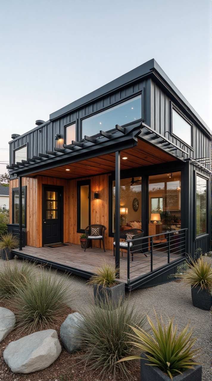 Urban Warmth: Industrial-Chic Tiny House with a Modern Edge