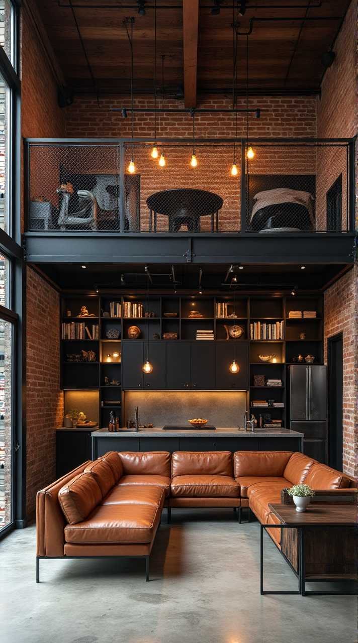 Industrial Loft - Exposed Steel and Brick Interior