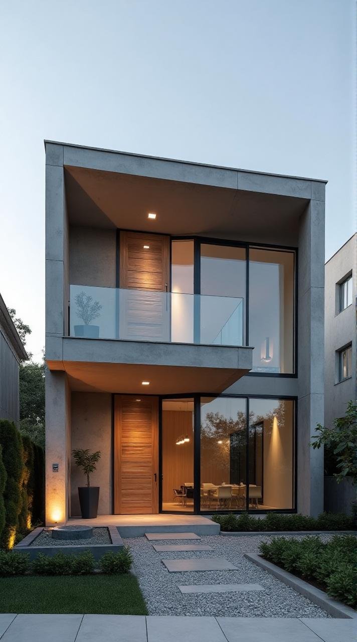 Modern Minimalist Haven - A Glass and Concrete Masterpiece