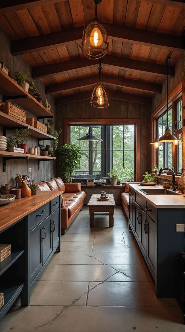 Rustic Industrial Modular Cabin Interior