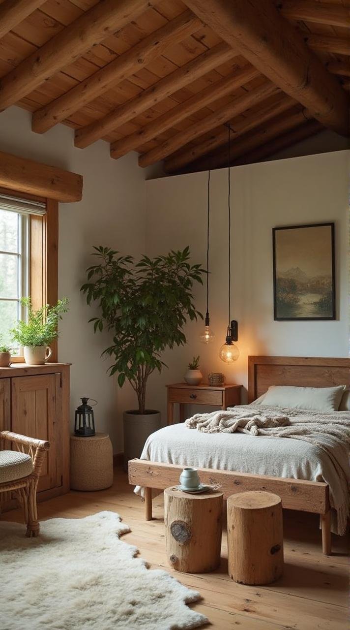 Cozy Woodlands – A Rustic Minimalist Bedroom Retreat