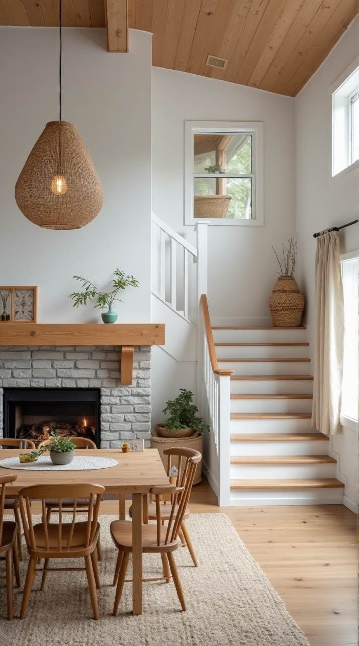 Scandinavian Style - Warm Wood and White Two-Story Retreat interior