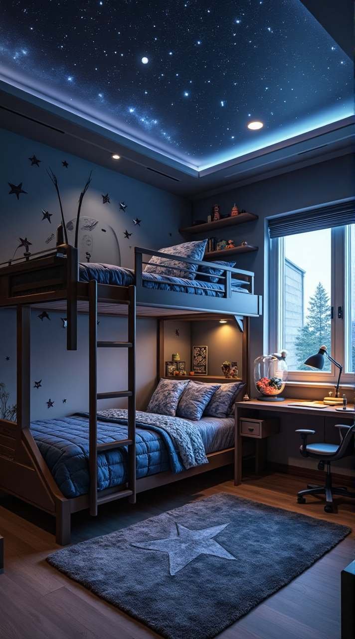 Starlit Sanctuary for Young Dreamers – Space Explorer’s Galaxy Room