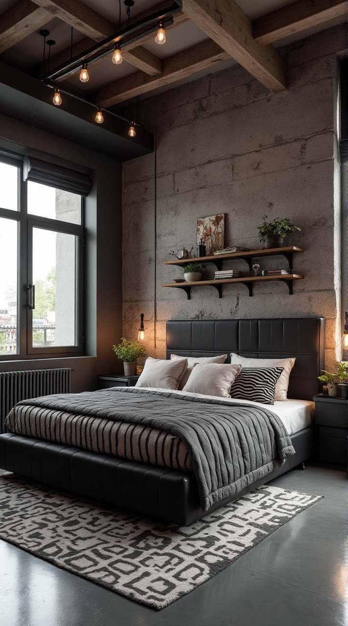 Industrial Edge: Urban Chic Studio Bedroom