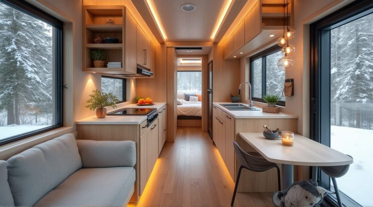 Alpine Escape - Modern Scandinavian Winter RV interior