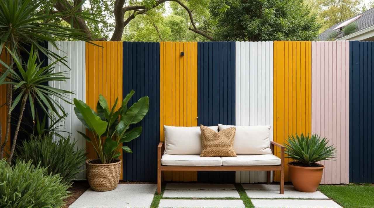 Vibrant Geometry – Color-Blocked Fence for a Bold, Contemporary Statement