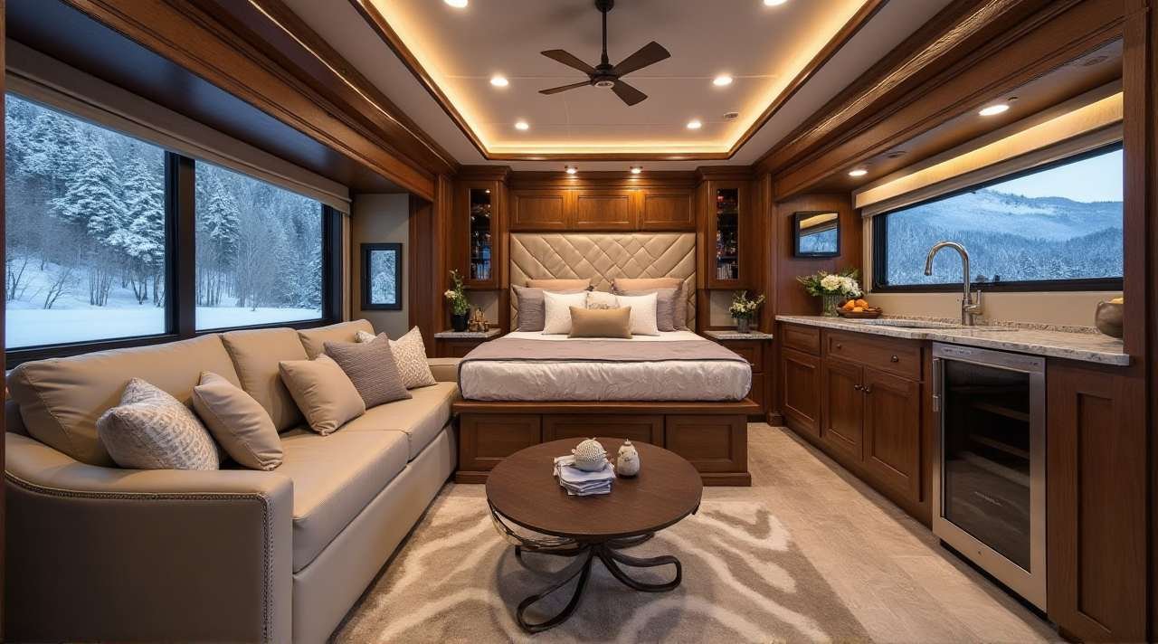 Elegant Winter Retreat – A Luxury Winter RV interior