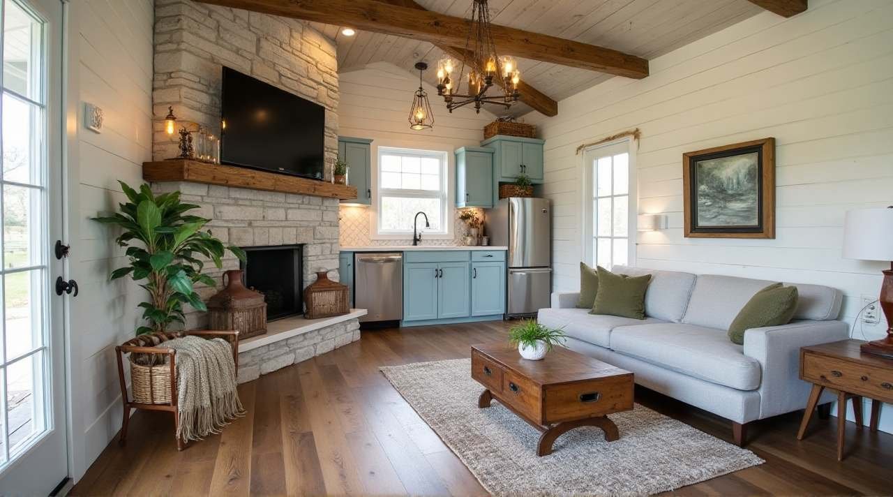 Farmhouse Luxe Tiny Home – Rustic Charm Meets Elegance interior