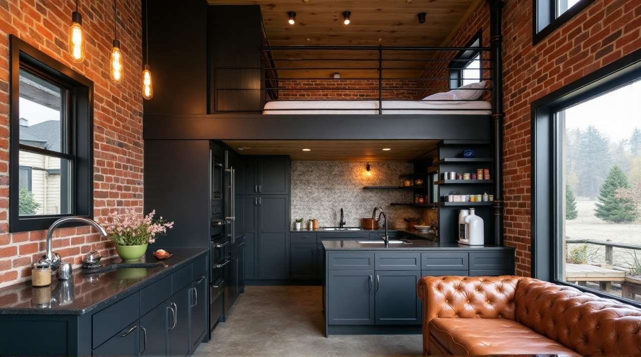 Industrial Chic Tiny Home – A Stylish Loft interior