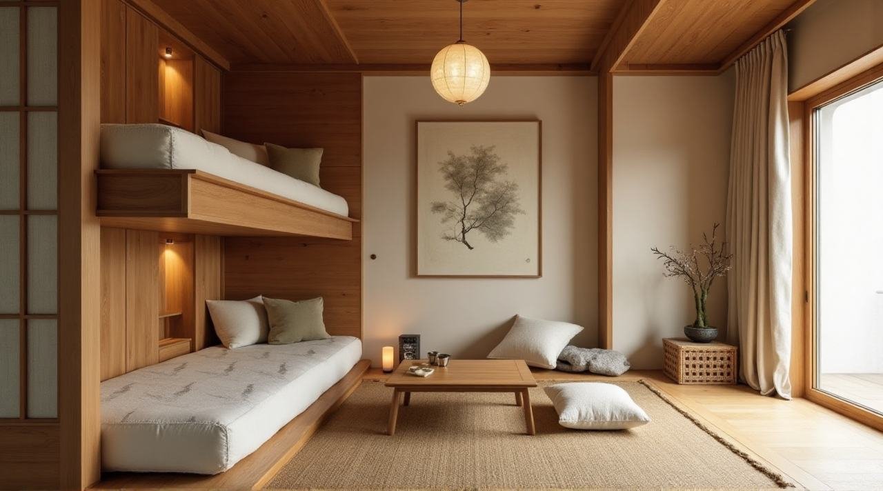 Japanese Zen Bunk Room – A Minimalist Sanctuary of Tranquility