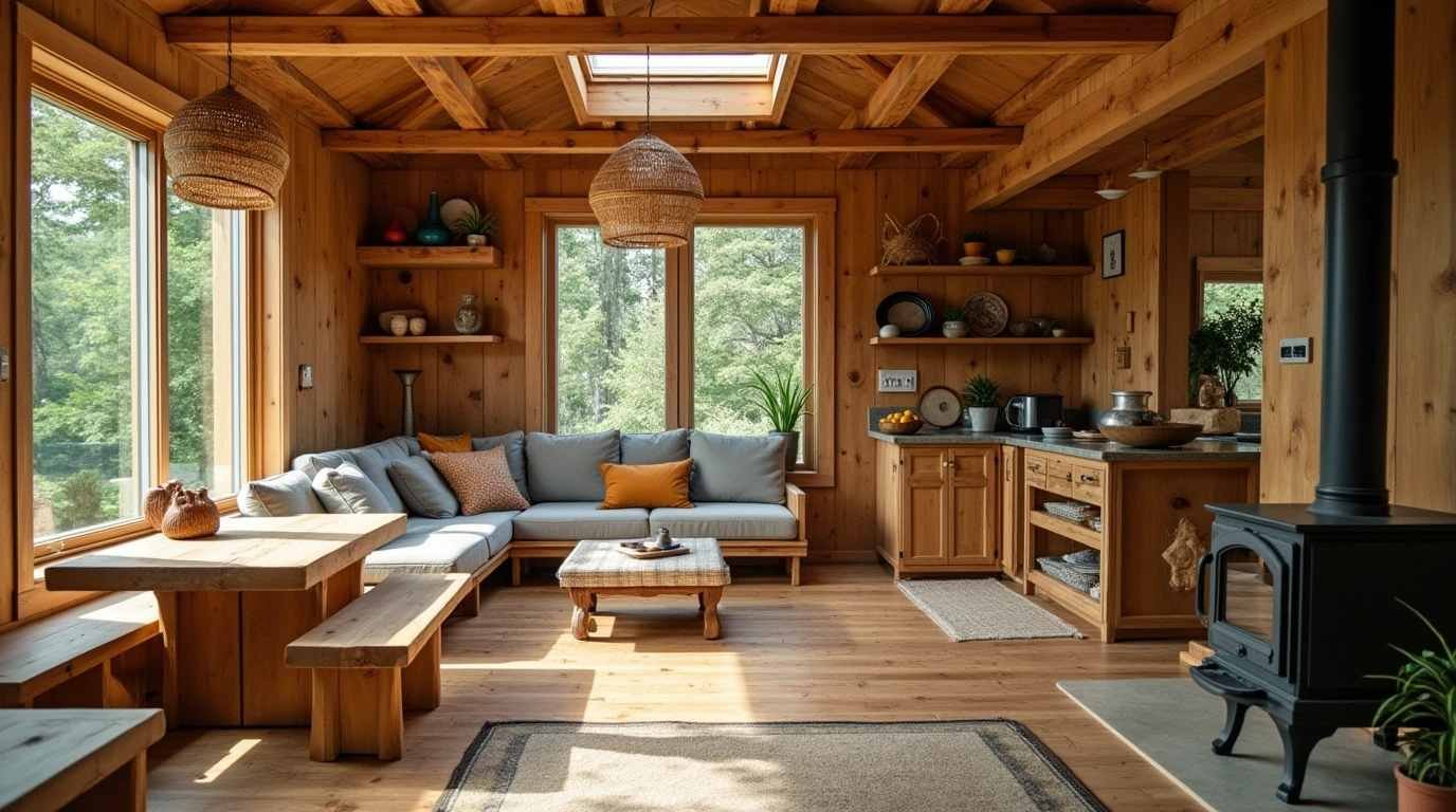 Nature-Infused Earth Cabin Interior