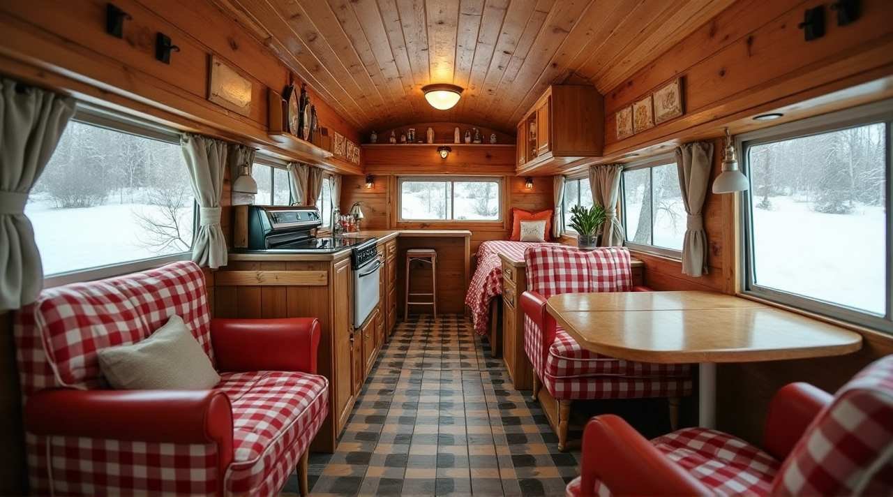 Retro Ski Lodge RV – Vintage Winter Living on the Road interior