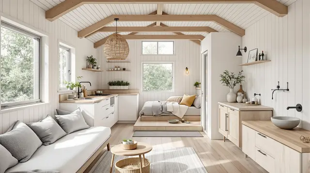 Scandinavian Zen Retreat Tiny Home Interior