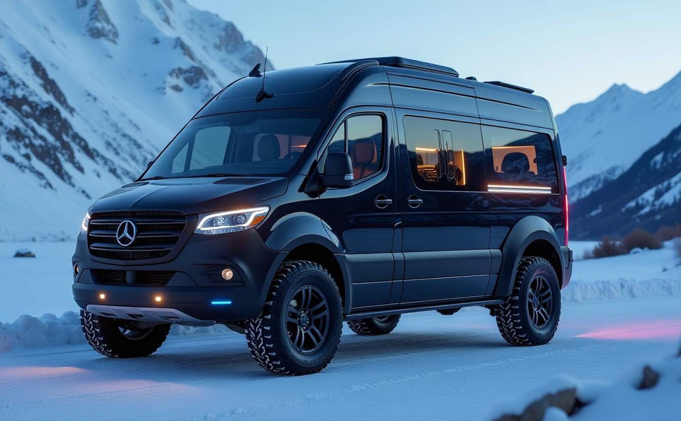 Black Ice Voyager – Futuristic Expedition Van for Urban and Arctic Frontiers