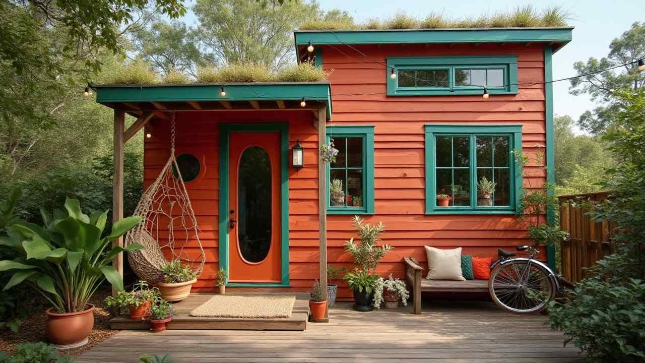 Teal & Terracotta Tiny Retreat – A Cozy Bohemian Escape