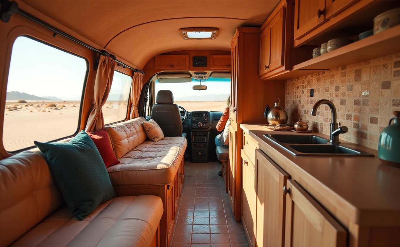 Desert Mirage – Moroccan-Inspired Nomad camper Van for Endless Summers interior