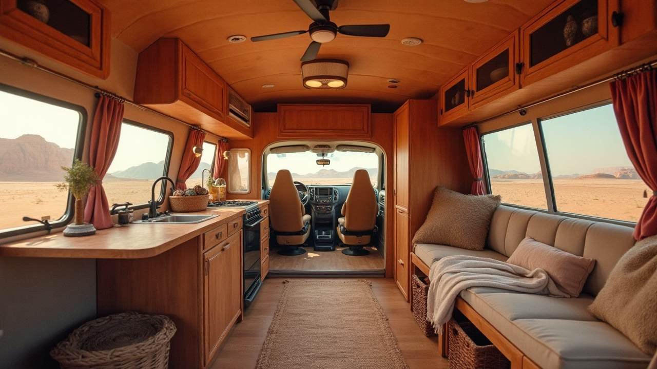 Desert Nomad Cruiser – Earth-Toned Adventure Van interior