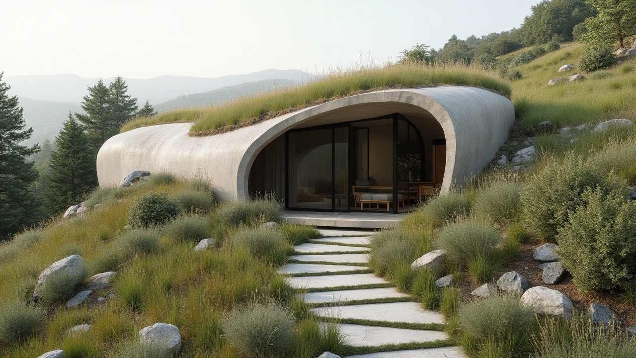 Zenith of Minimalism: Curved Concrete Burrow in Harmony with Nature