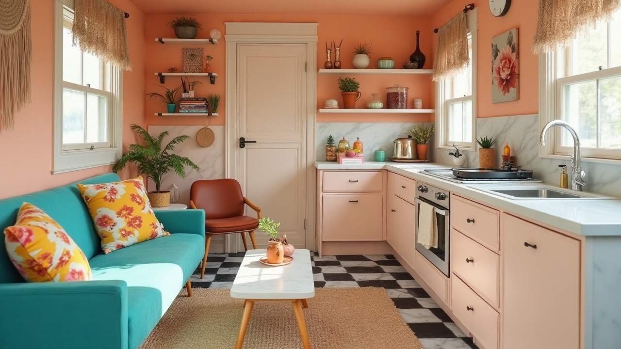 Retro Dream - Pastel Peach & Teal interior